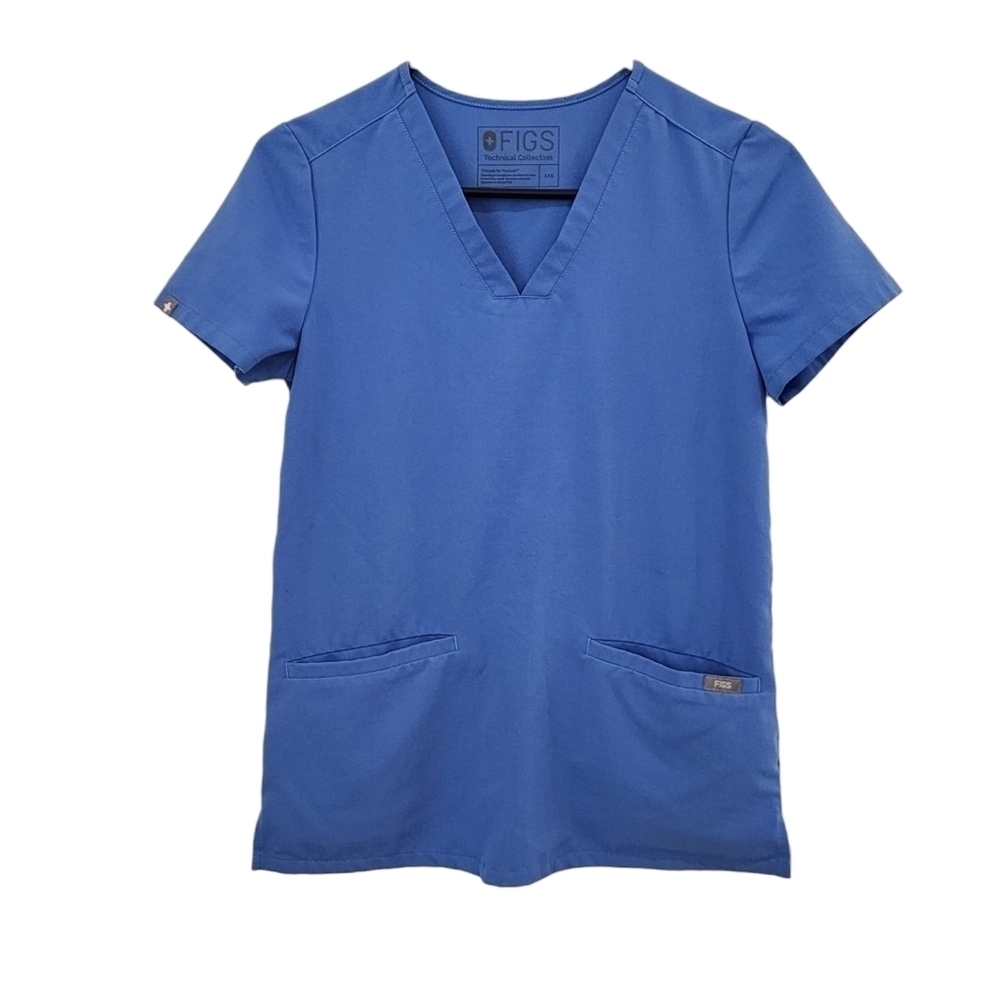 FIGS Ceil Blue 2 pocket Scrub Top Fw1100 xxs